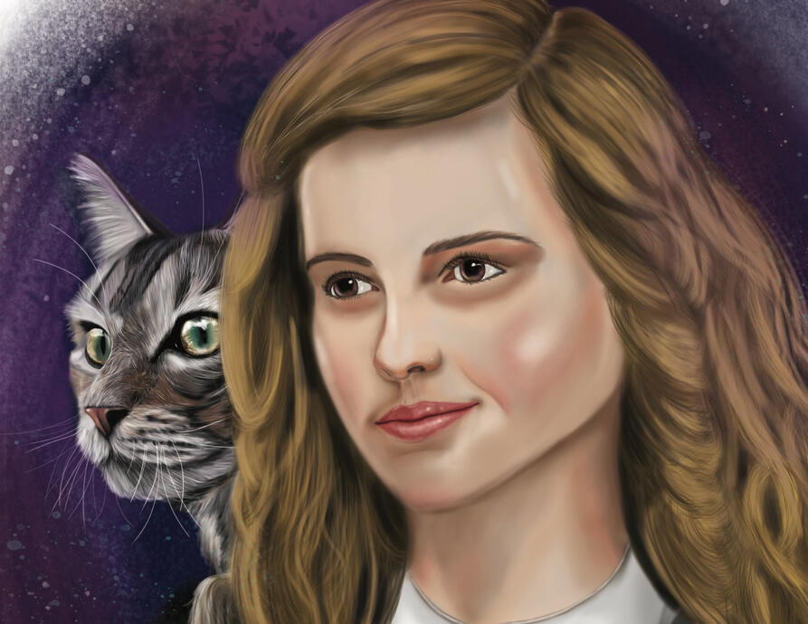 Hermione and Cat 8x10 Print